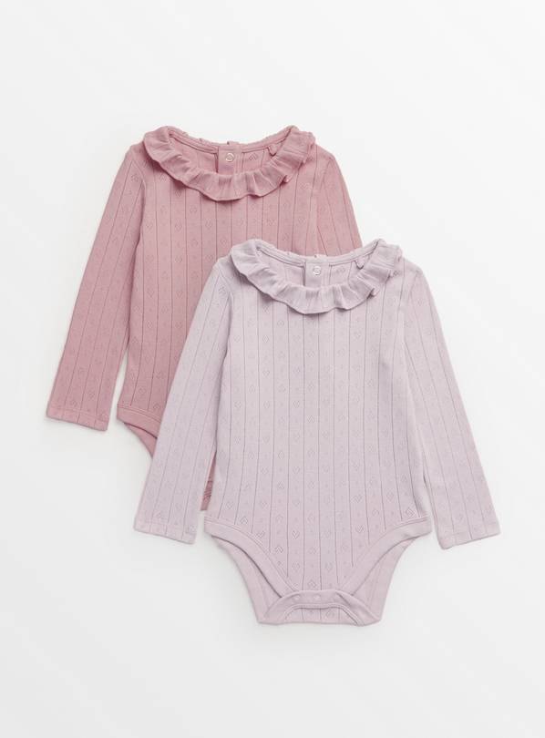 Lilac & Purple Frill Pointelle Long Sleeve Bodysuits 2 Pack 12-18 months